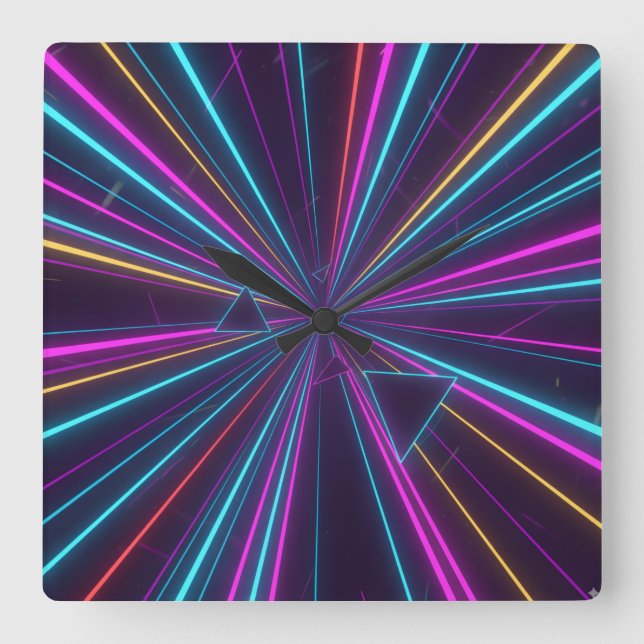 Retro Neon Wall Clock – 80s Futuristic Design (Front)