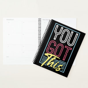 Retro Neon "You Got This" Motivational Typography Planner