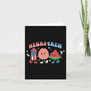 Retro Neuro Crew 4th Of July Nurse Brain Neurology Card