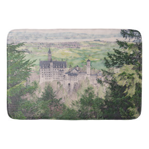 Retro Neuschwanstein Castle in Germany Bath Mat