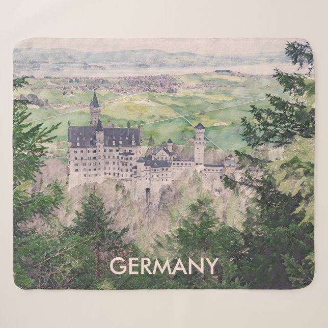Retro Neuschwanstein Castle in Germany Sherpa Blanket (Front (Horizontal))