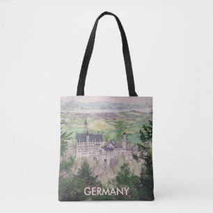 Retro Neuschwanstein Castle in Germany Tote Bag