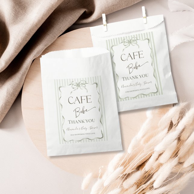 Retro Neutral Bow Cafe Bebe Coffee Baby Shower Favour Bag (Creator Uploaded)