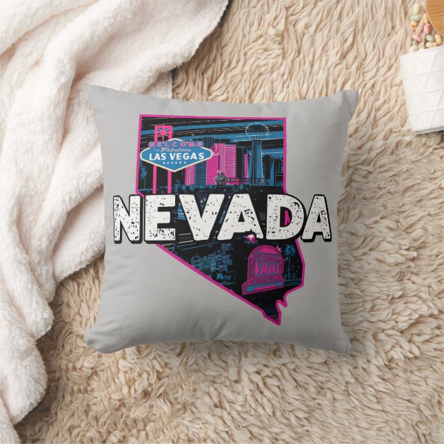 Retro Nevada Silhouette Throw Pillow (Blanket)