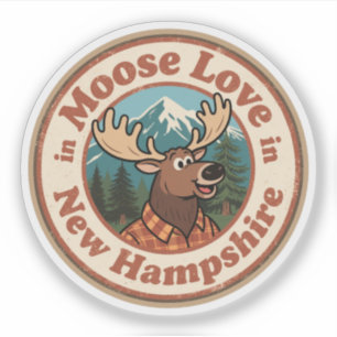 Retro New Hampshire Badge_ Moose with Mountain