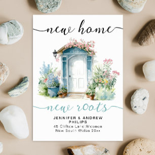 Retro New Home Roots Watercolor House Calligraphy Announcement