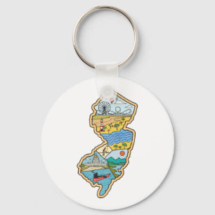 Retro New Jersey Cape May Atlantic City Souvenir Keychain