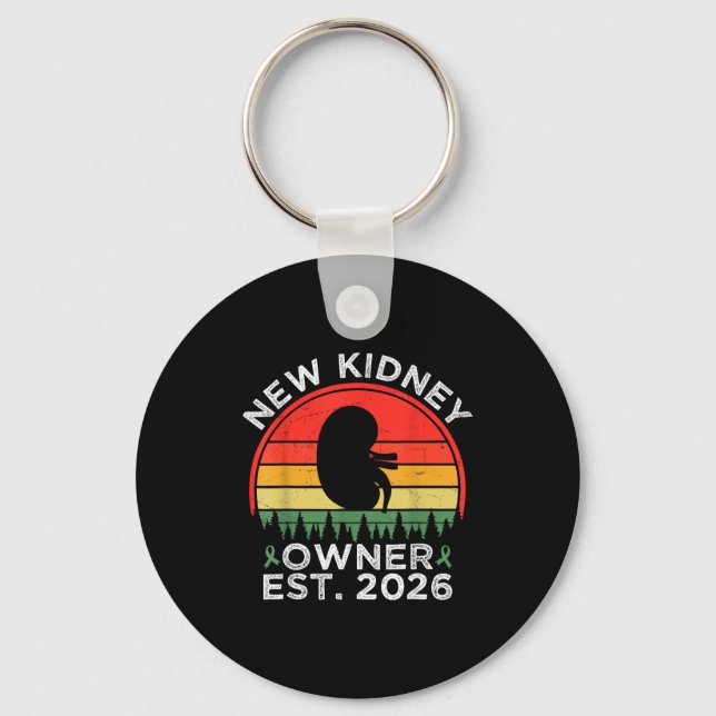 Retro New Kidney Owner Est. 2026 Kidney Transplant Keychain (Front)