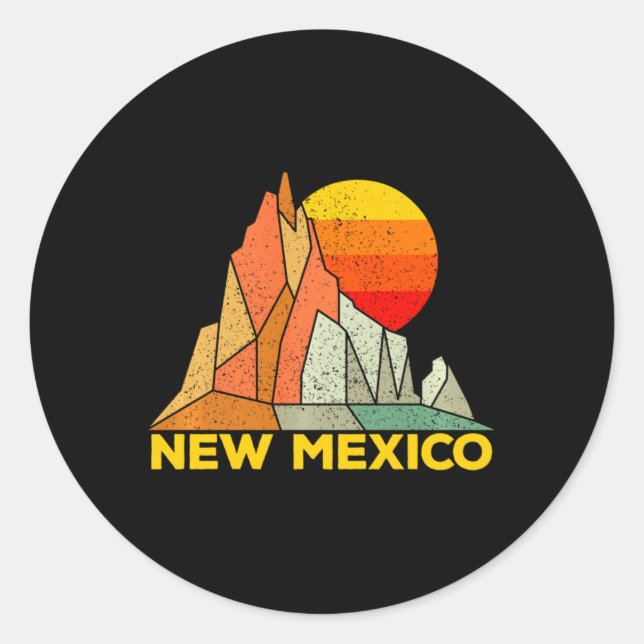 Retro New Mexico Gift For People From New Mexico L Classic Round Sticker (Front)