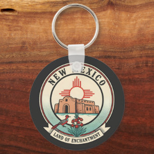 Retro New Mexico Land of Enchantment Badge Keychain