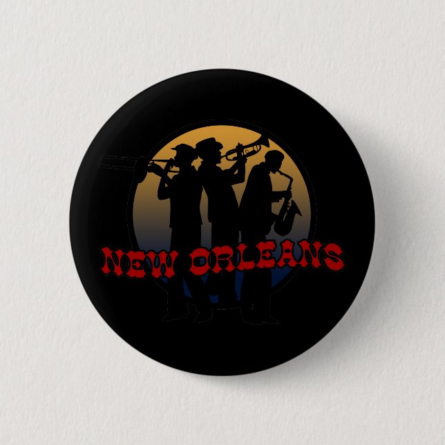 Retro New Orleans Jazz 2 Inch Round Button (Front)