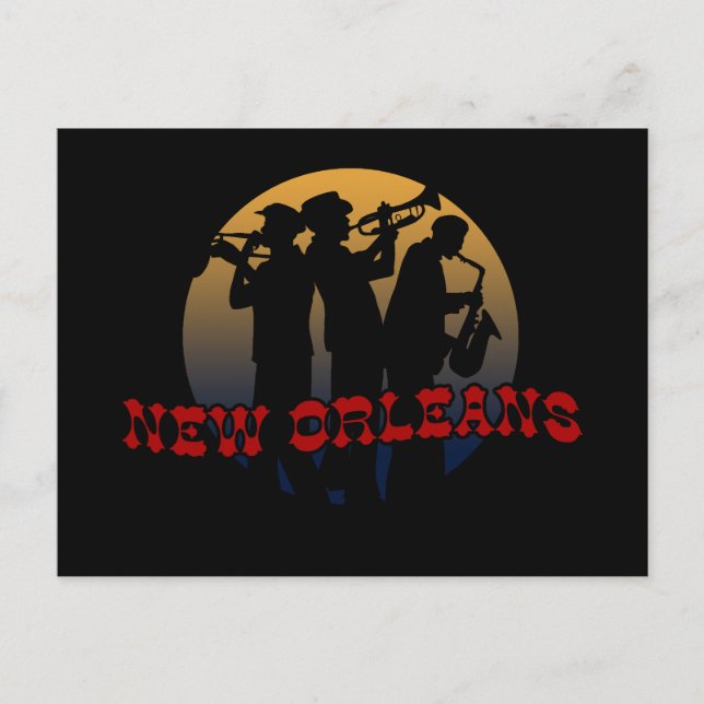Retro New Orleans Jazz Postcard (Front)