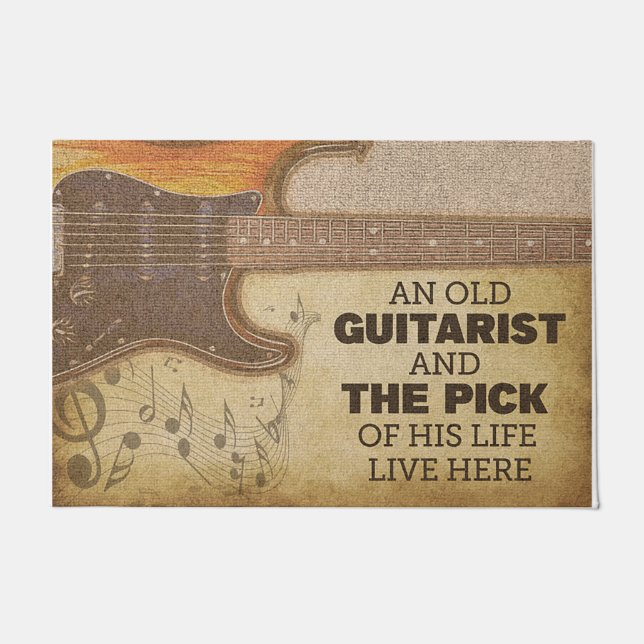 Retro New Studio Mat, Guitarist Custom welcome  Doormat (Front)