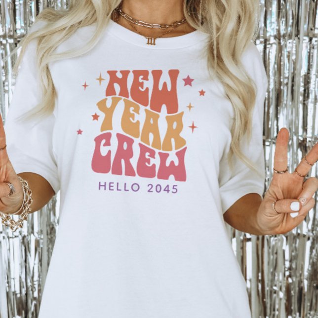 Retro New Year Crew Family T-Shirt (New Year Crew Retro T-Shirt, Gift for Family, Matching Holiday Shirts)