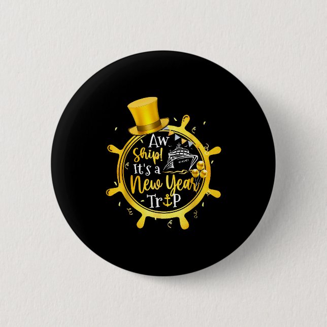 Retro New Year Trip Cruise Matching Family Vacatio 2 Inch Round Button (Front)