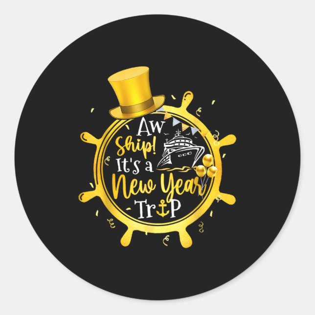 Retro New Year Trip Cruise Matching Family Vacatio Classic Round Sticker (Front)