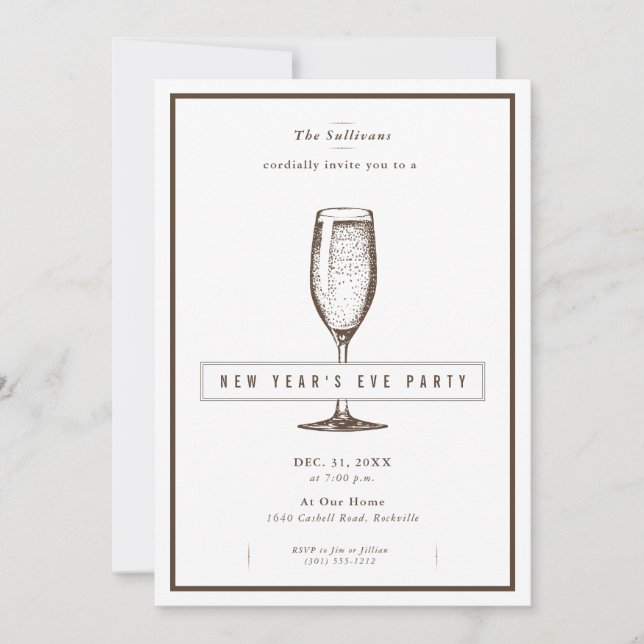 Retro New Year's Eve Party Invitation (Front)