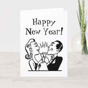 Retro New Year's Holiday Card