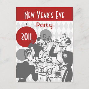 Retro New Year's Party Postcard