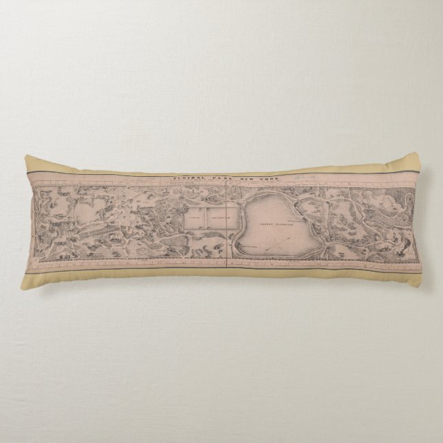 Retro New York City Central Park Map 1880s Pillow (Front)