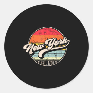 Retro New York Home State Ny Cool 70s Style Sunset Classic Round Sticker