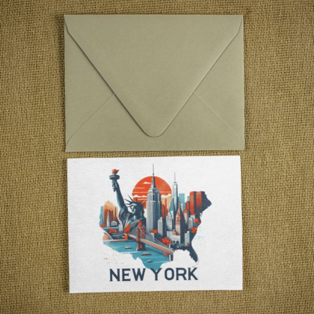 Retro New York Skyline Silhouette Postcard (Retro New York Skyline Silhouette Postcard)