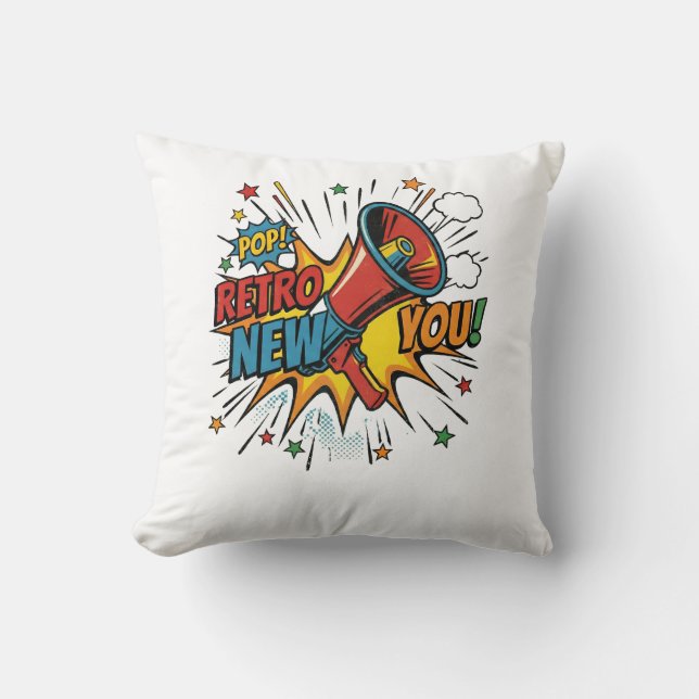 Retro New You: Minimalist Geometric Revival Throw Pillow (Front)