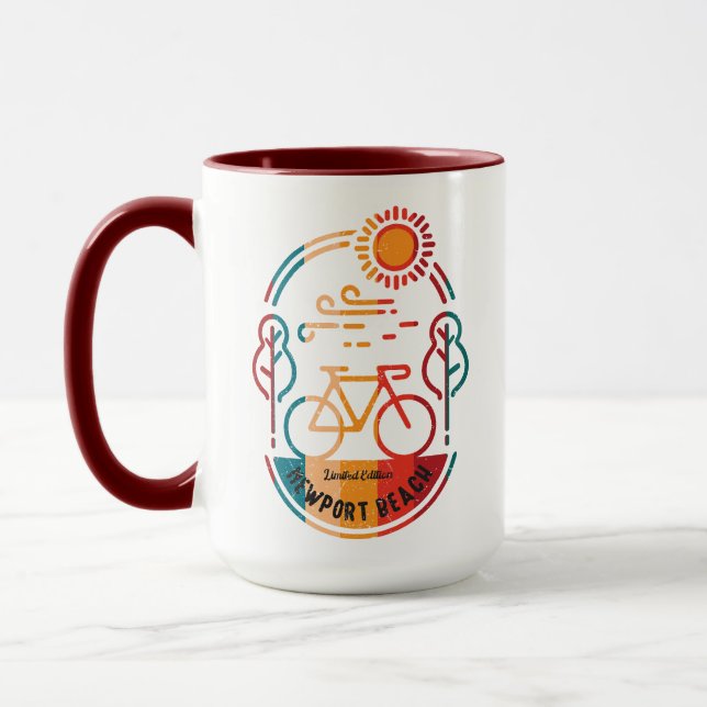 Retro Newport Beach Bike Trail Mug (Left)