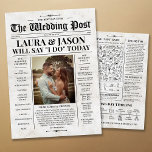 Retro Newspaper Wedding Program with Timeline Card<br><div class="desc">Make your wedding stand out from the ordinary with this beautiful classic newspaper program. Looking for a unique way to display your wedding program? Your guests will be impressed and will enjoy reading your special wedding newspaper. The timeline icons can be moved to customize the program according to your planned...</div>