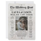 Retro Newspaper Wedding Program with Timeline Card