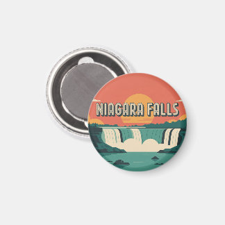 Retro Niagara Falls Sunset Keychain Magnet