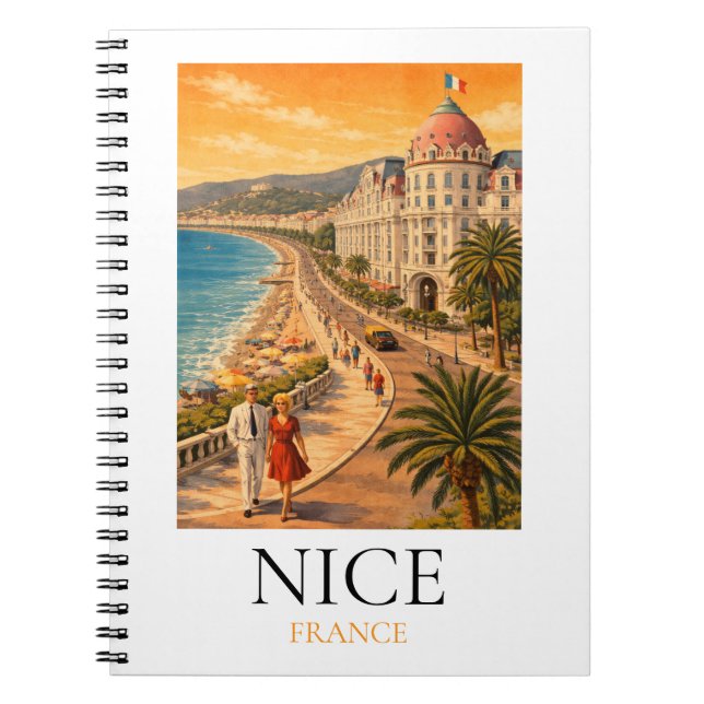 Retro Nice Côte d’Azur Promenade des Anglais View Notebook (Front)