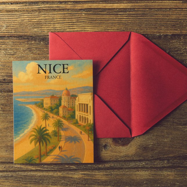 Retro Nice France French Riviera Promenade  Postcard (Retro Nice France French Riviera Promenade Postcard)