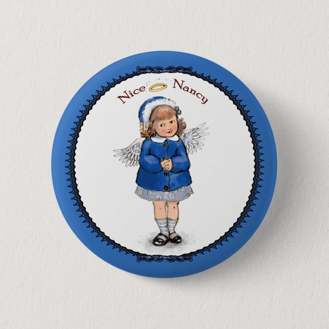 Retro Nice Nancy 2 Inch Round Button (Front)