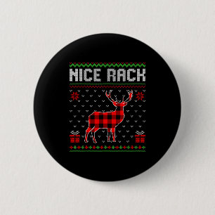 Retro Nice Rack Ugly Christmas Sweater Couples Mat 2 Inch Round Button