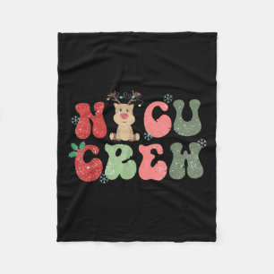 Retro Nicu Crew Christmas Lights Reindeer Neonatal Fleece Blanket