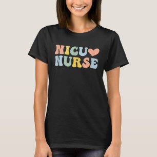 Retro NICU Nurse ICU Neonatal Groovy Team Tiny Hum T-Shirt