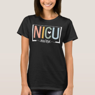 Retro NICU Nurse ICU Neonatal Rainbow Team Tiny Hu T-Shirt
