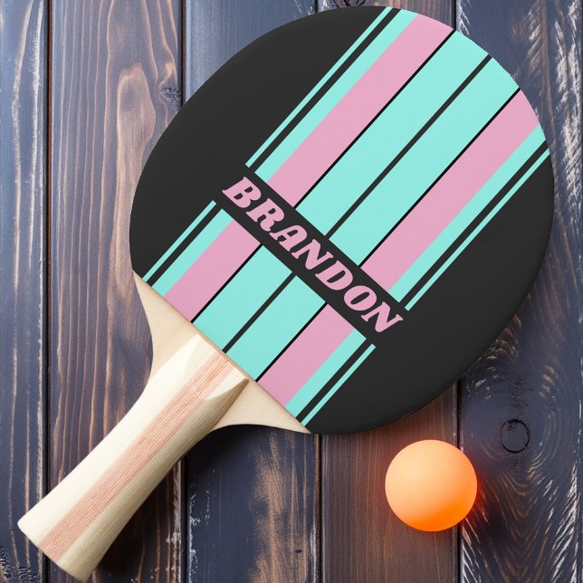 Retro Night Prism Board Stripes with Name Ping Pong Paddle (Creator Uploaded)