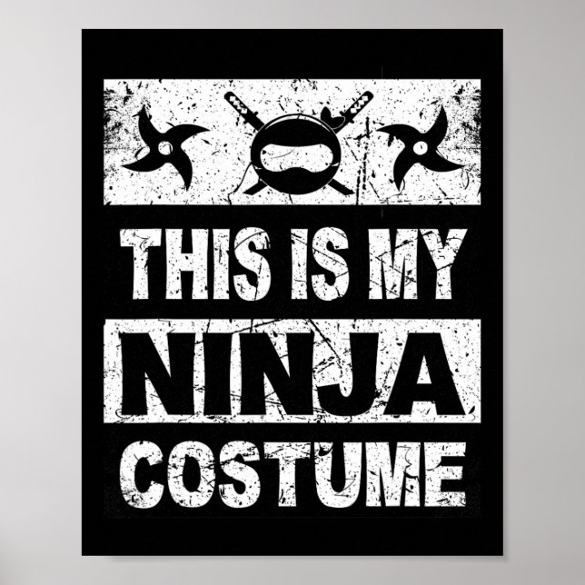Retro Ninja Costume  Halloween For Boy Kids Men  Poster (Front)