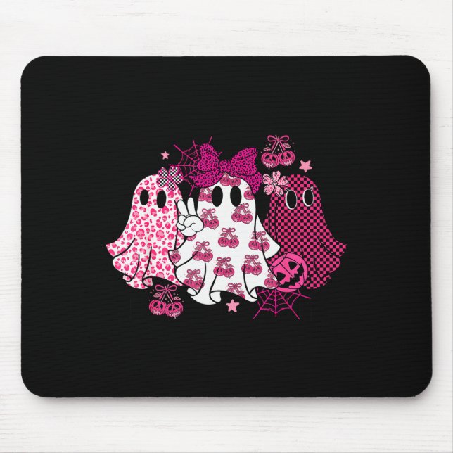 Retro Nk Leopard Pumpkin Ghost Halloween Women Gir Mouse Pad (Front)