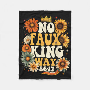 Retro No Faux King Way Funny Retro Sunflower Crown Fleece Blanket
