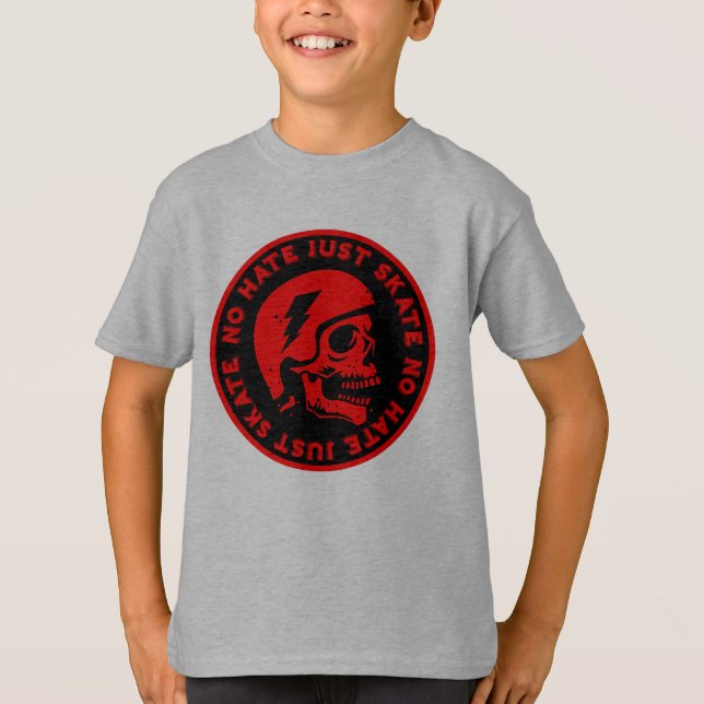 Retro no Hate Just Skate Skull T-Shirt (Front)