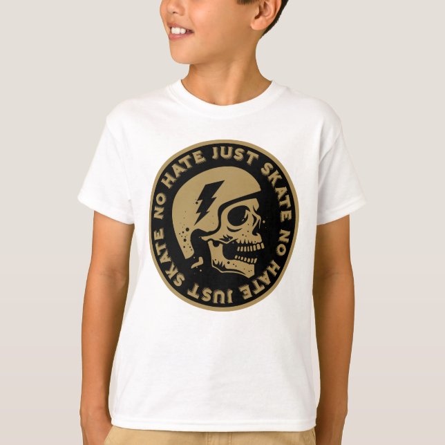 Retro no Hate Just Skate Skull T-Shirt (Front)