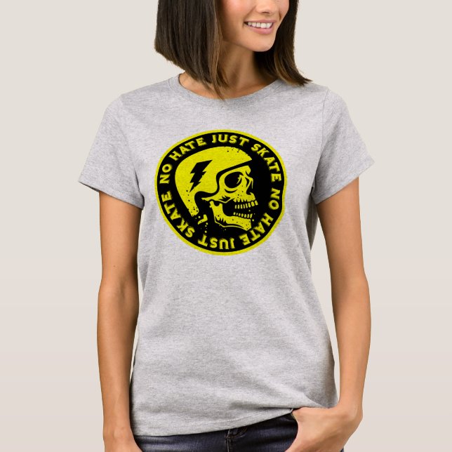 Retro no Hate Just Skate Skull T-Shirt (Front)