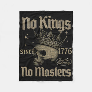 Retro No Kings No Masters Since 1776 Gothic Skull Fleece Blanket