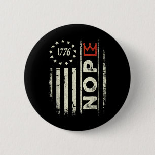 Retro No Kings Protest Sign Vertical American Flag 2 Inch Round Button