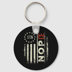 Retro No Kings Protest Sign Vertical American Flag Keychain