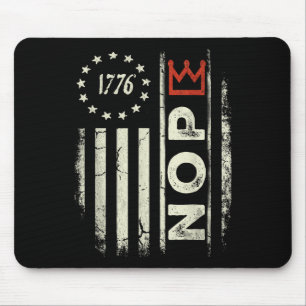 Retro No Kings Protest Sign Vertical American Flag Mouse Pad