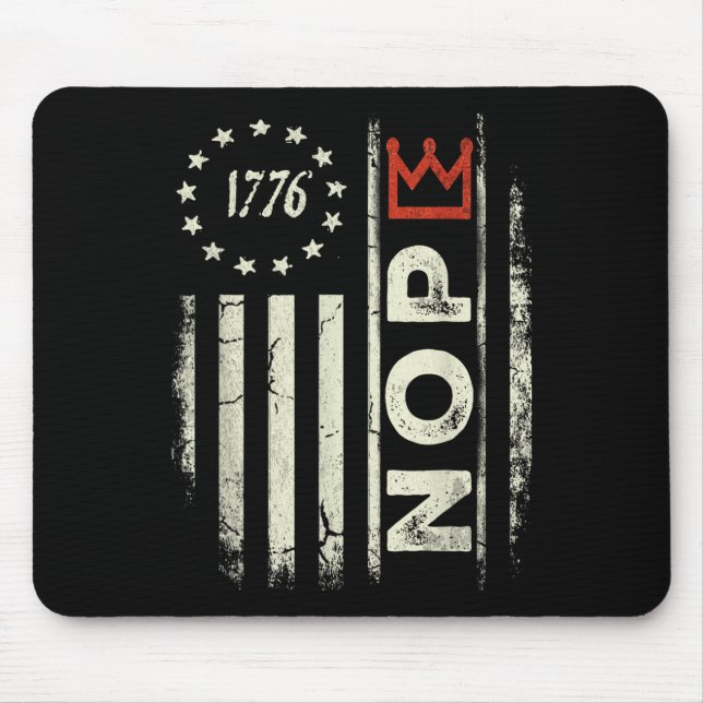 Retro No Kings Protest Sign Vertical American Flag Mouse Pad (Front)
